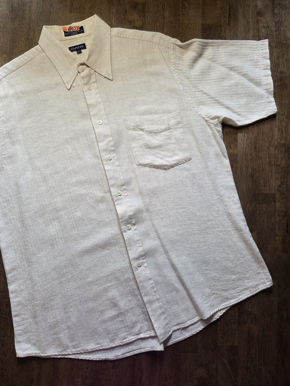Gant 60% Linen 40% Cotton Men's Short-Sleeve Button-Down Shirt